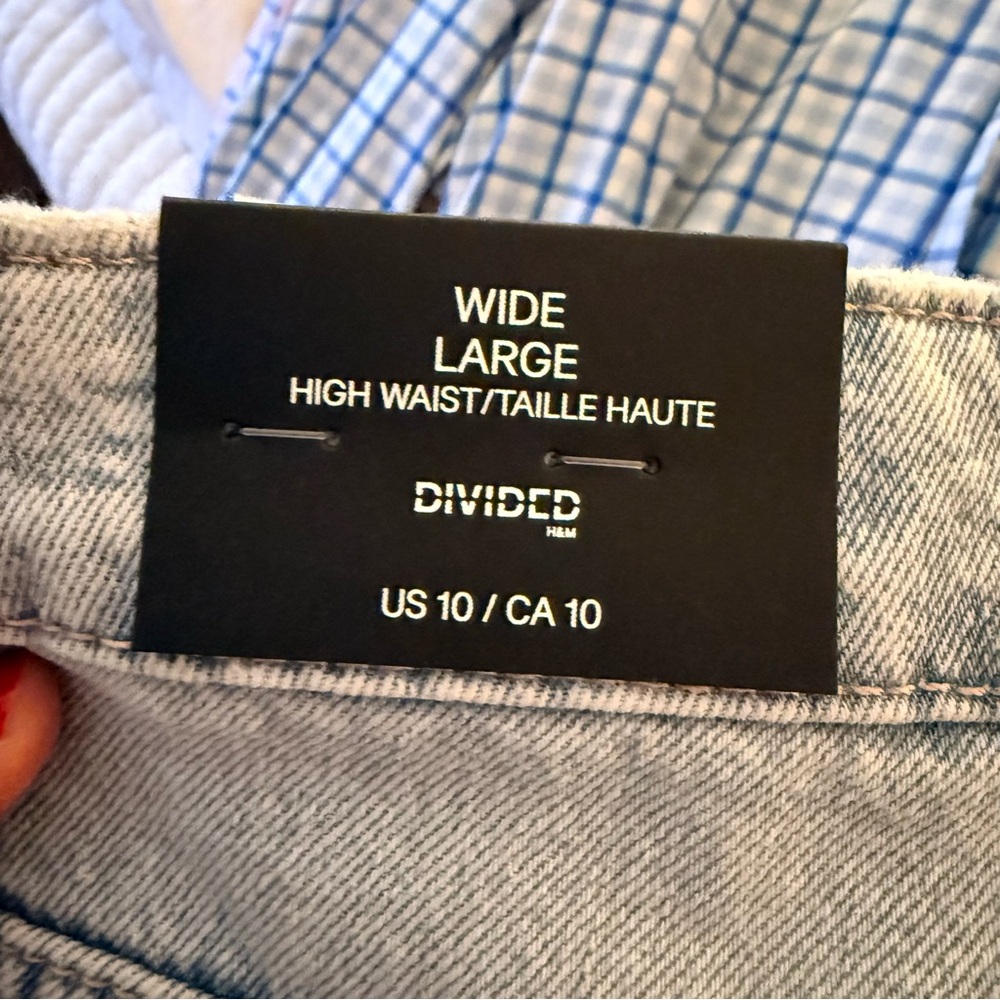 NWT Divided by H&M High Waist Wide Leg Jeans, Light Wash, Size 10 - Picture 5 of 9